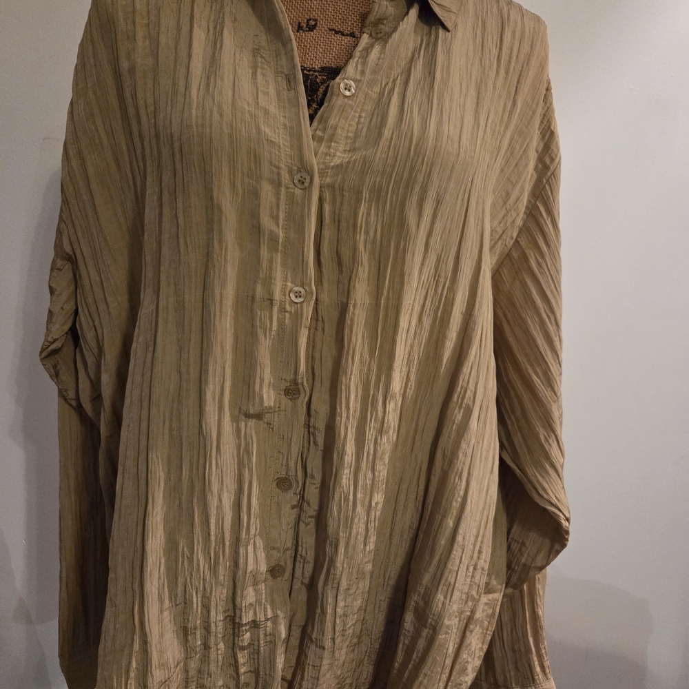 By Together Tan Crinkled Blouse